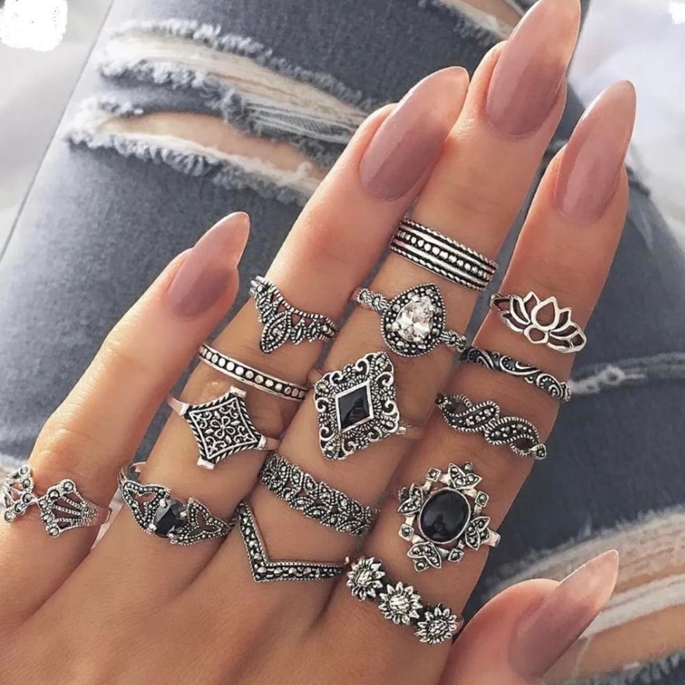 ♦️♦️HP♦️♦️15 PC BOHO RETRO RING SET‎